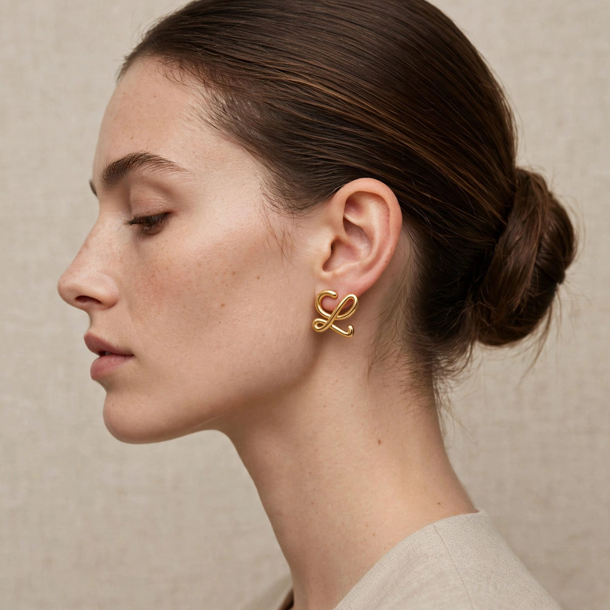 The Arabesque Gold Monogram Stud Earrings