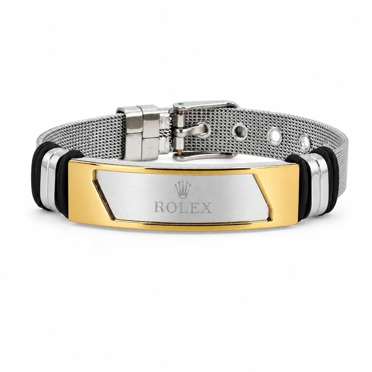 Men’s Two-Tone Mesh ID Bracelet