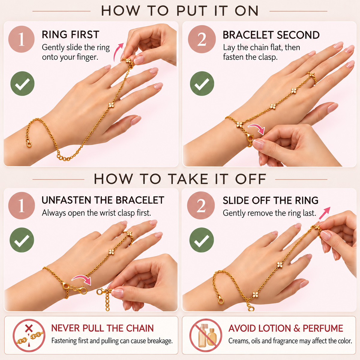 Golden Beaded Hand Chain