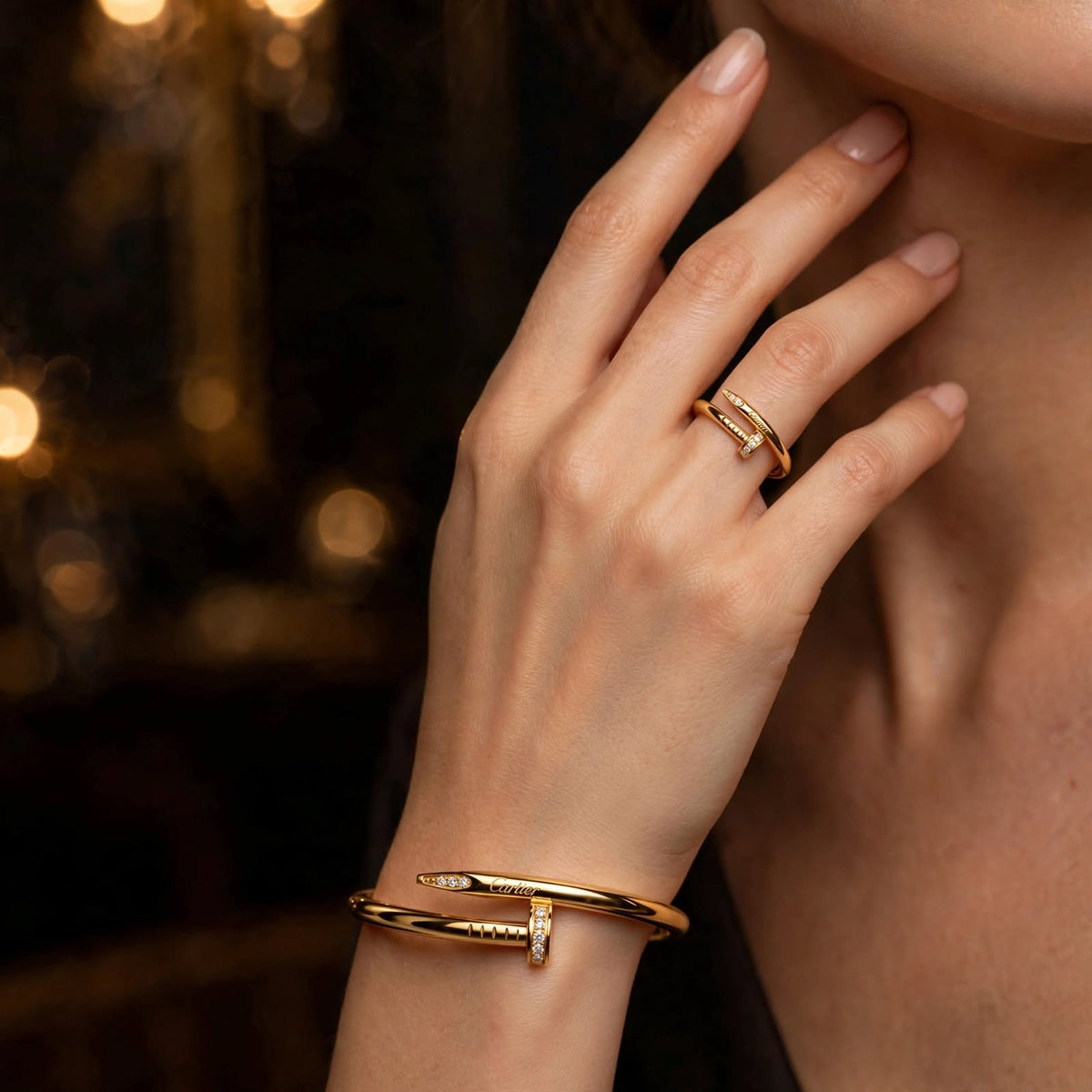 Gold Nail Zircon Ring