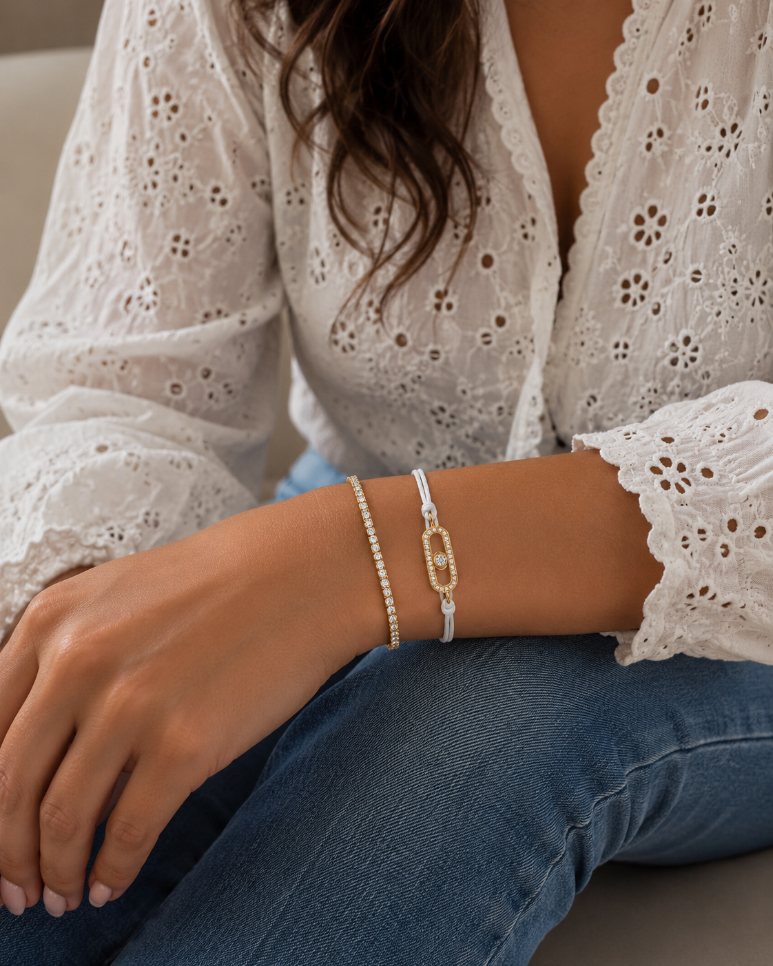 Pearl Crystal Link Bracelet