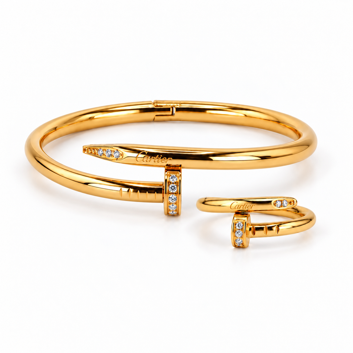 Gold Nail Zircon Ring