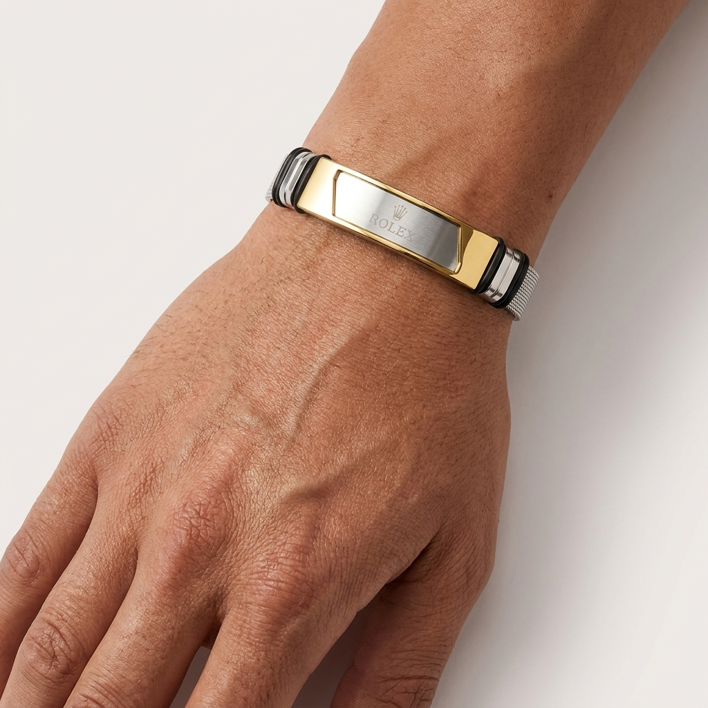 Men’s Two-Tone Mesh ID Bracelet