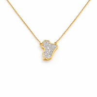Syria Map Crystal Gold Necklace