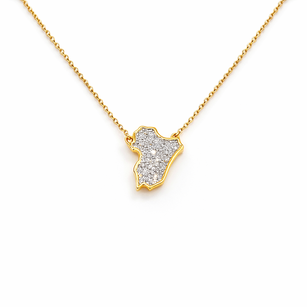 Syria Map Crystal Gold Necklace