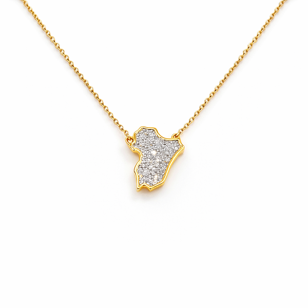 Syria Map Crystal Gold Necklace