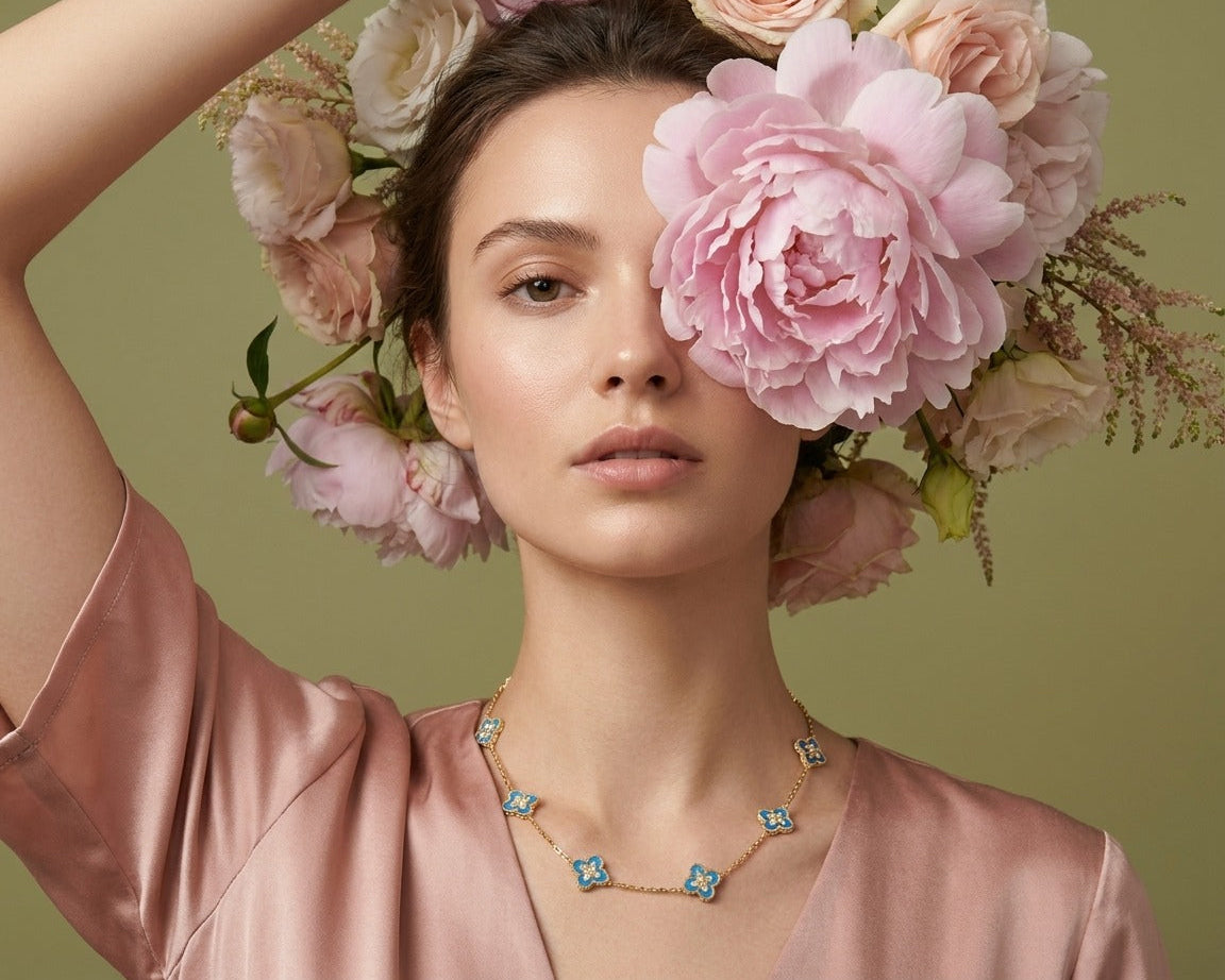 Luxe Blue Clover Necklace