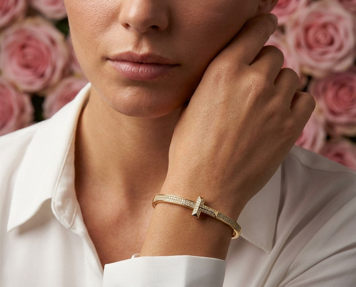 Celeste Cross Gold Bangle