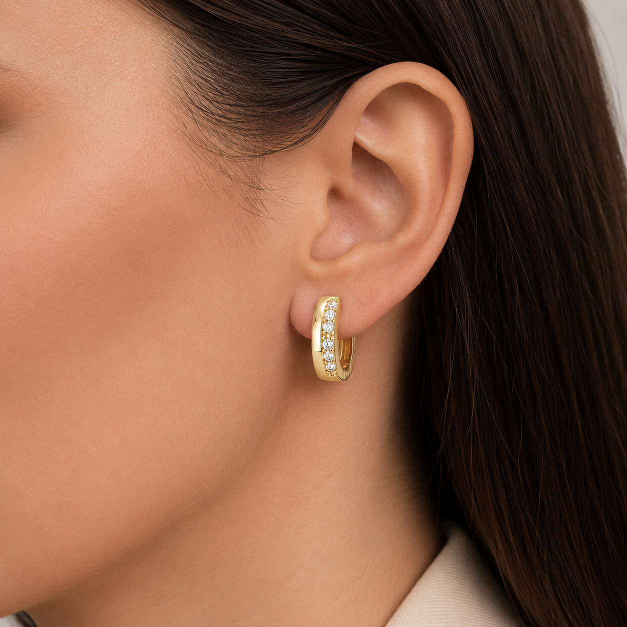 Classic Crystal Huggie Hoop Earrings