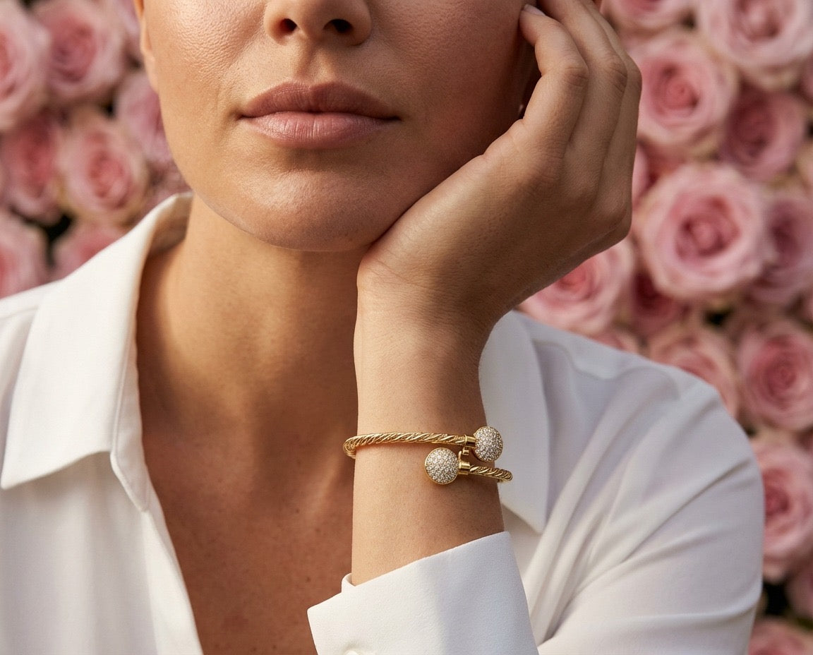 Aria Pavé Twist Gold Bracelet