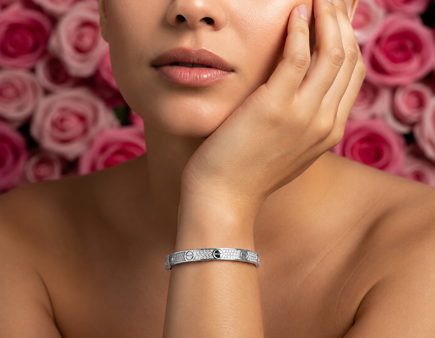 Silver Crystal Love Bangle