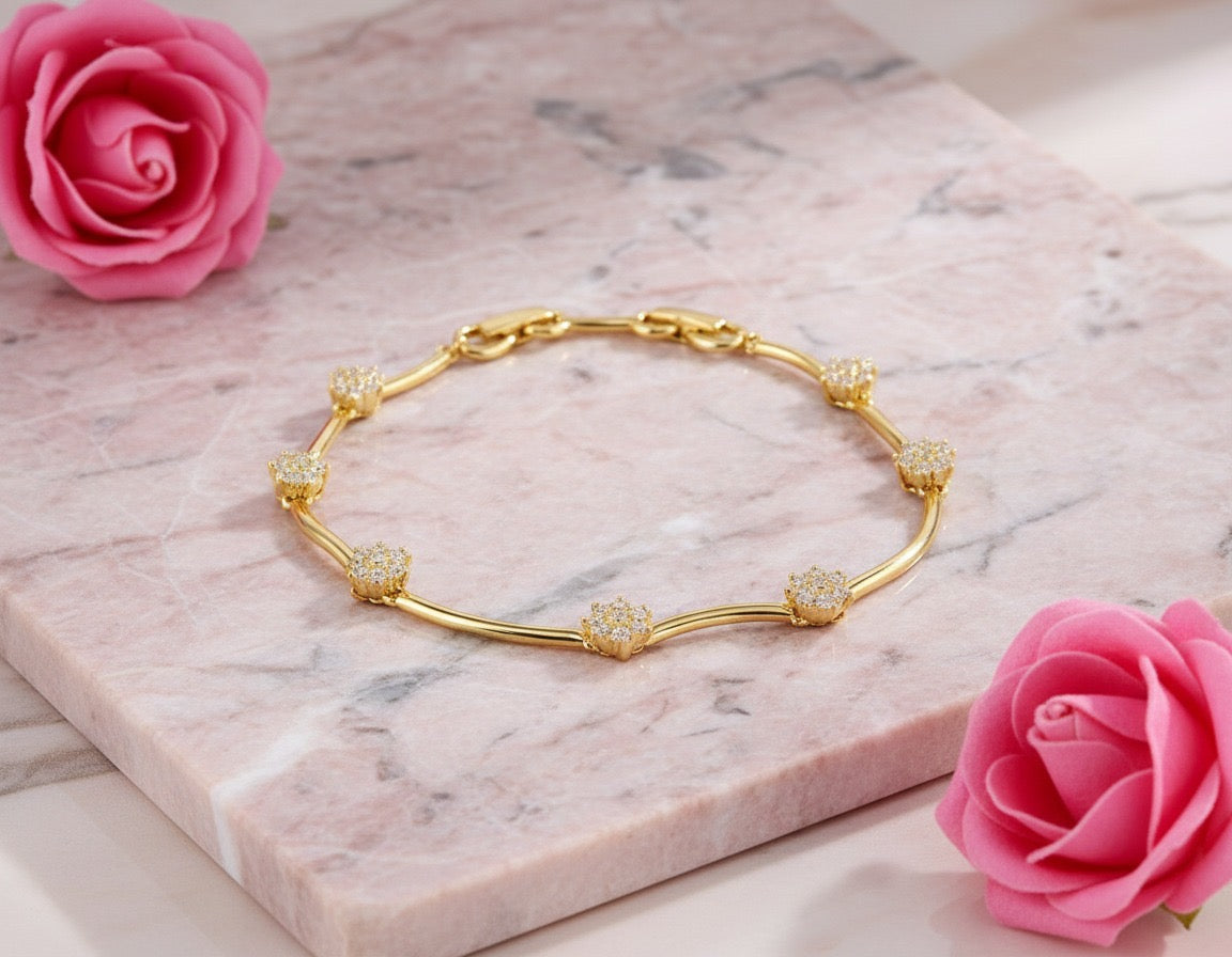 Crystal Blossom Gold Bracelet