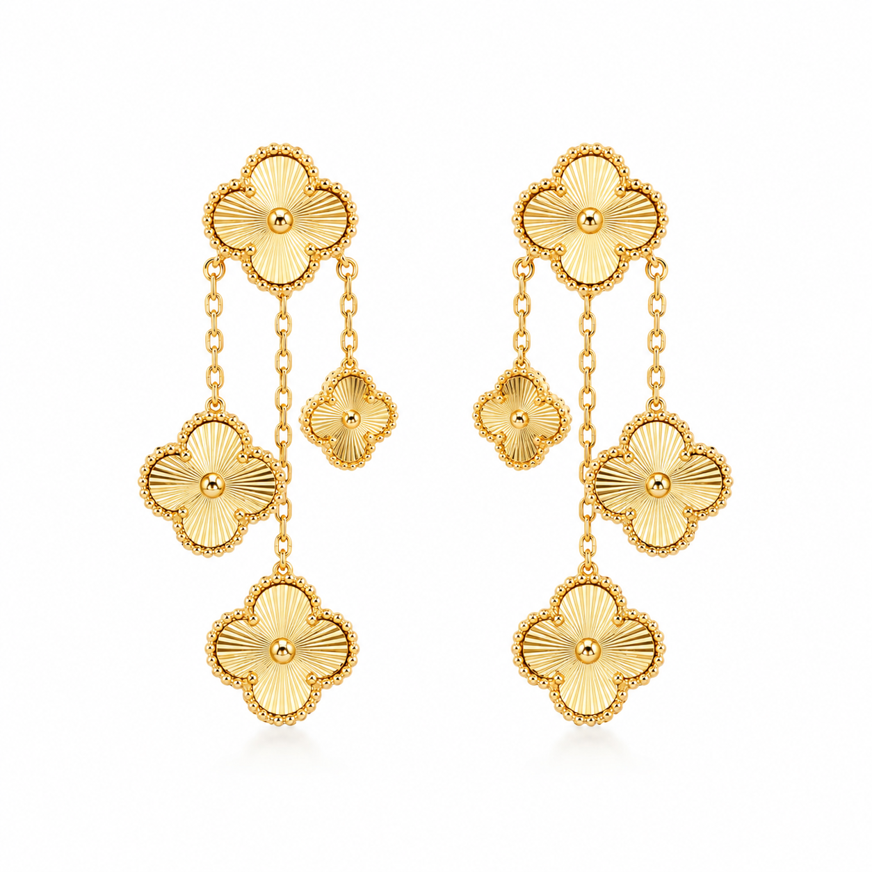 Golden Clover Cascade Earrings