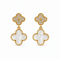 Pearl Clover Drop Earrings