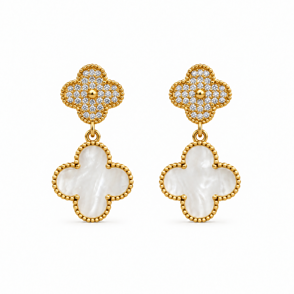 Pearl Clover Drop Earrings