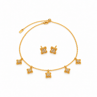 Crystal Fleur Charm Necklace & Earrings Set