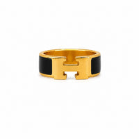 Black & Gold H Ring
