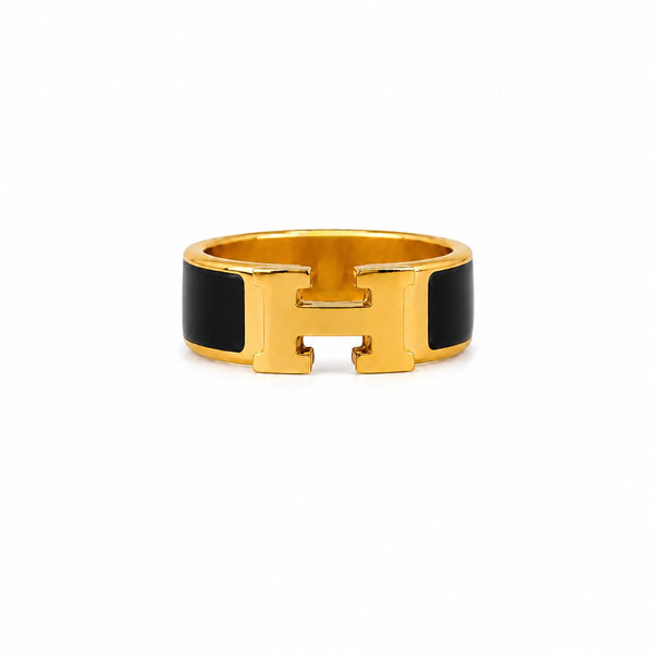 Black & Gold H Ring