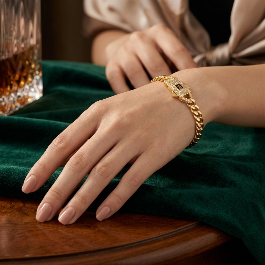 Pavé Geometric Cuban Bracelet