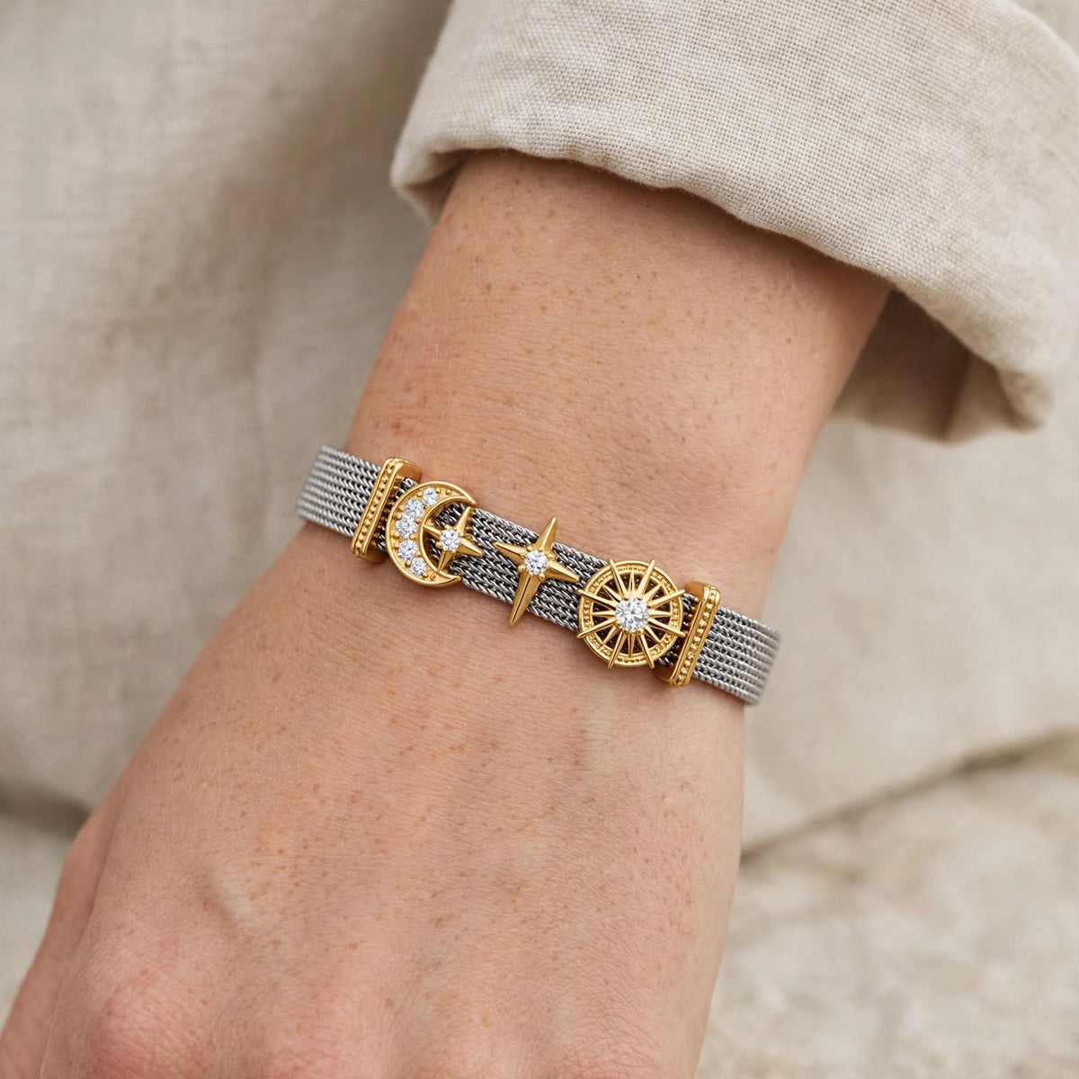 Celestial Charm Mesh Bracelet