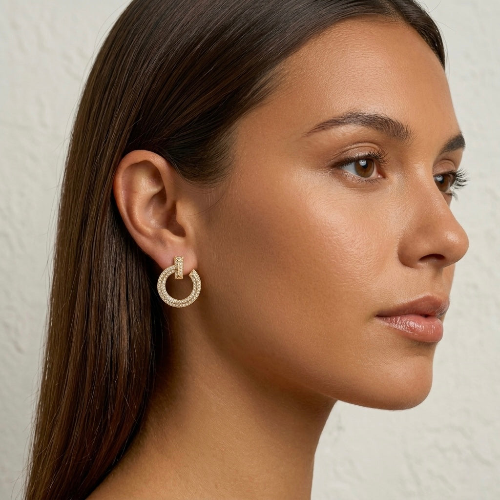 Luna Pavé Circle Earrings