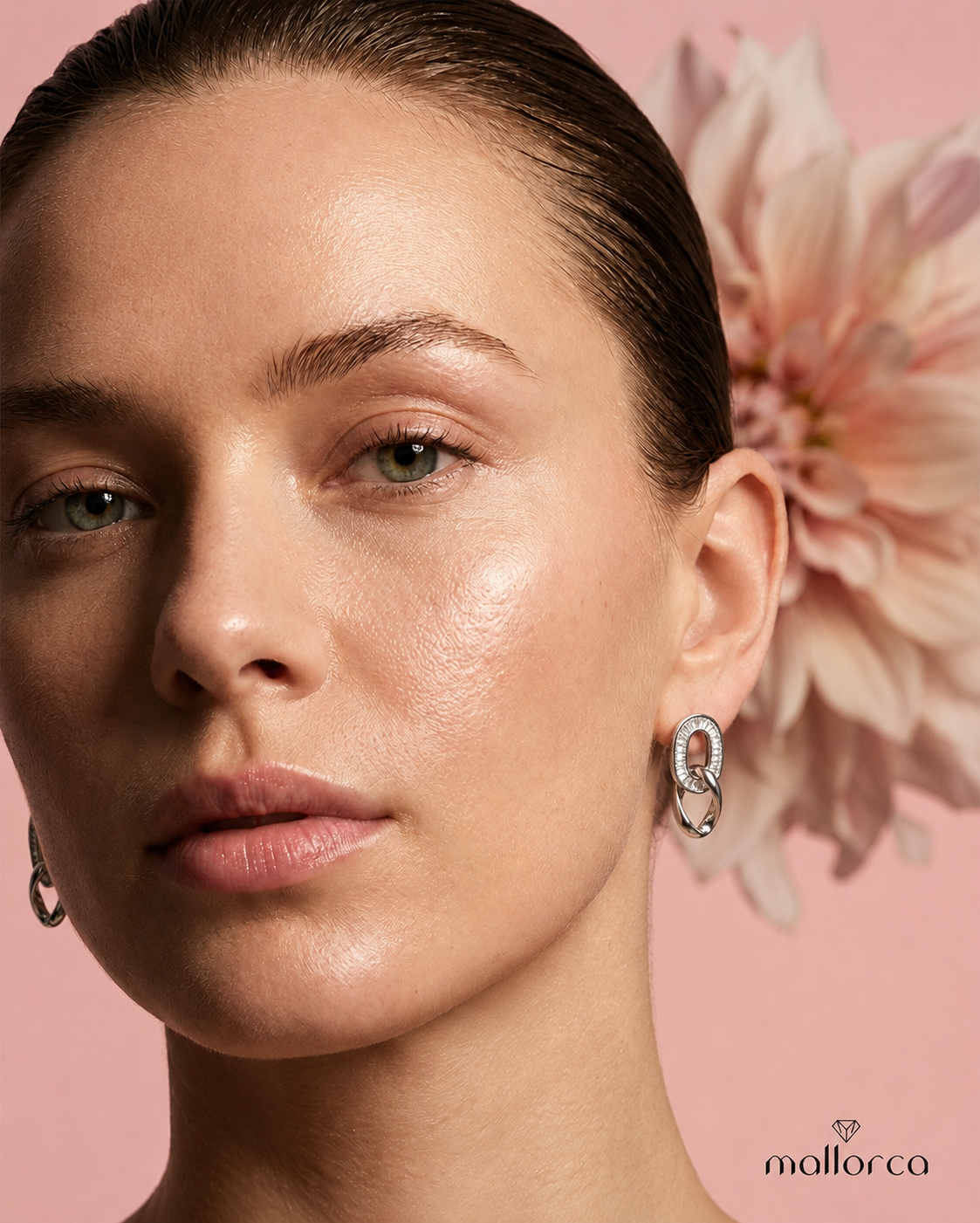 Silver Crystal Link Earrings