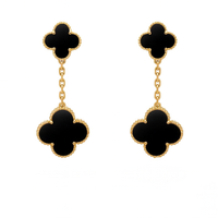 Midnight Clover Drop Earrings