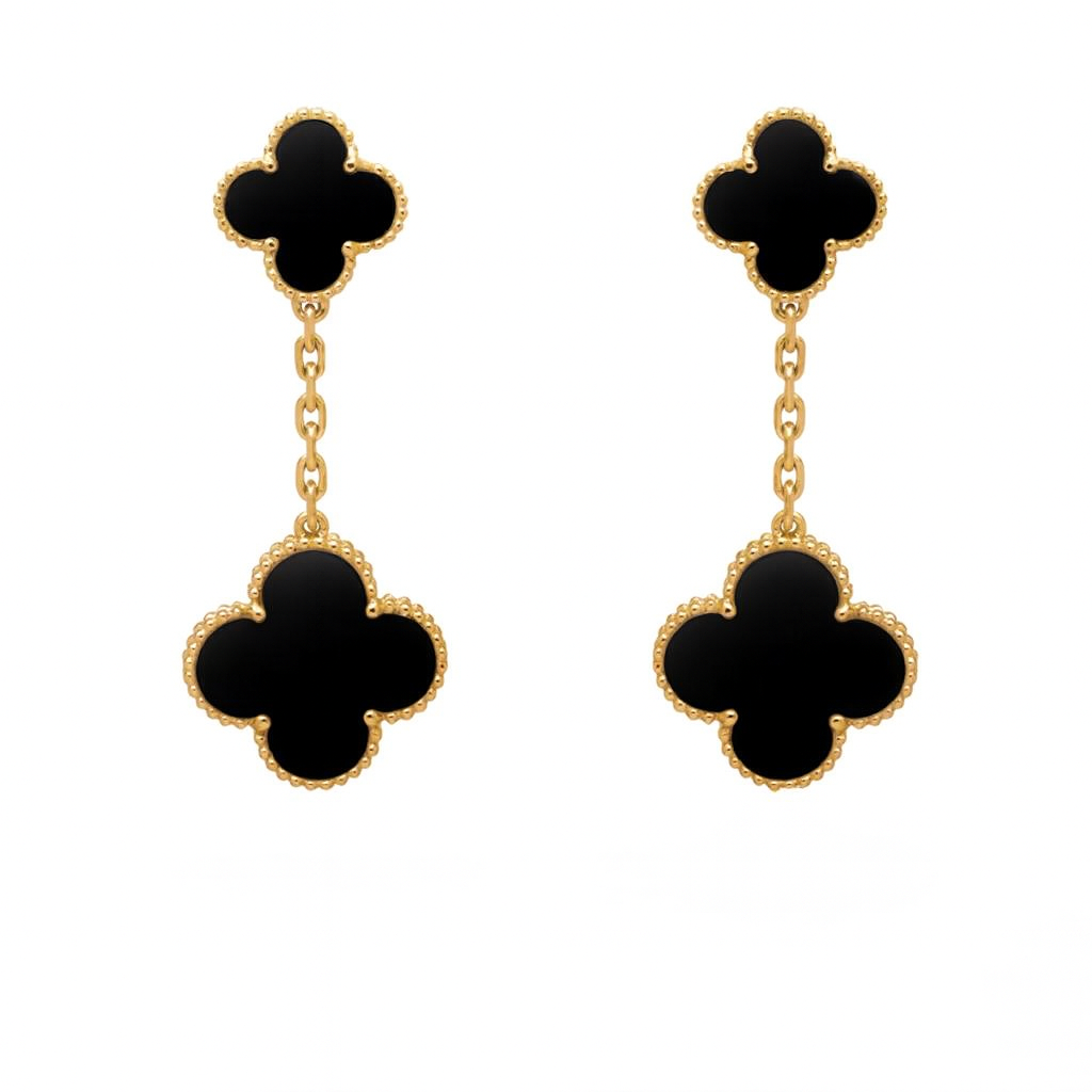 Midnight Clover Drop Earrings