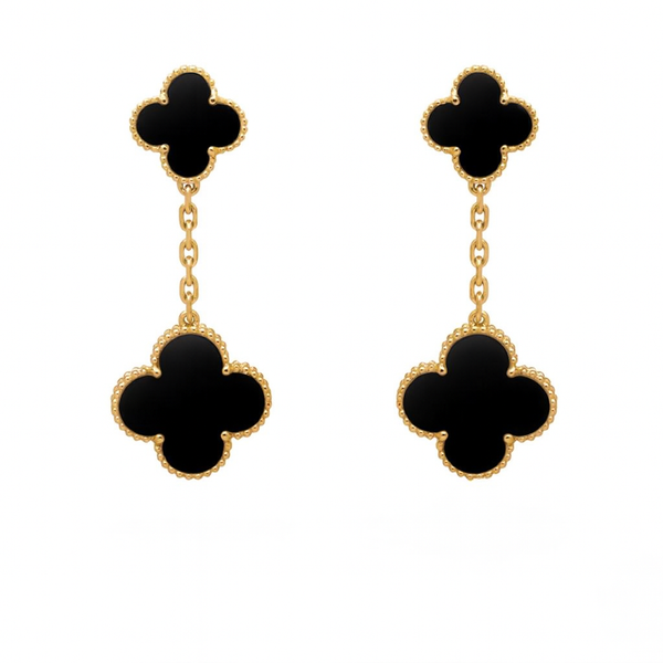 Midnight Clover Drop Earrings