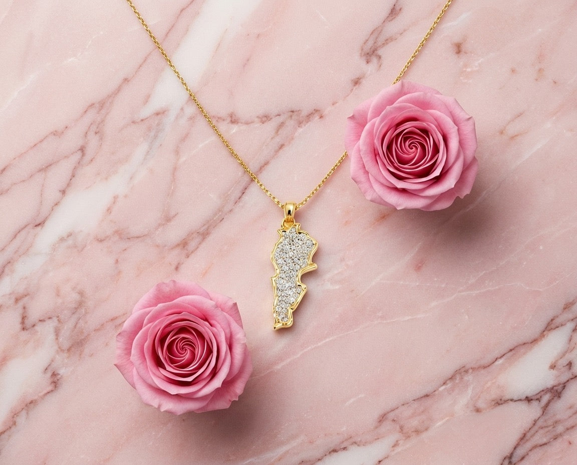 Lebanon Map Zircon Necklace