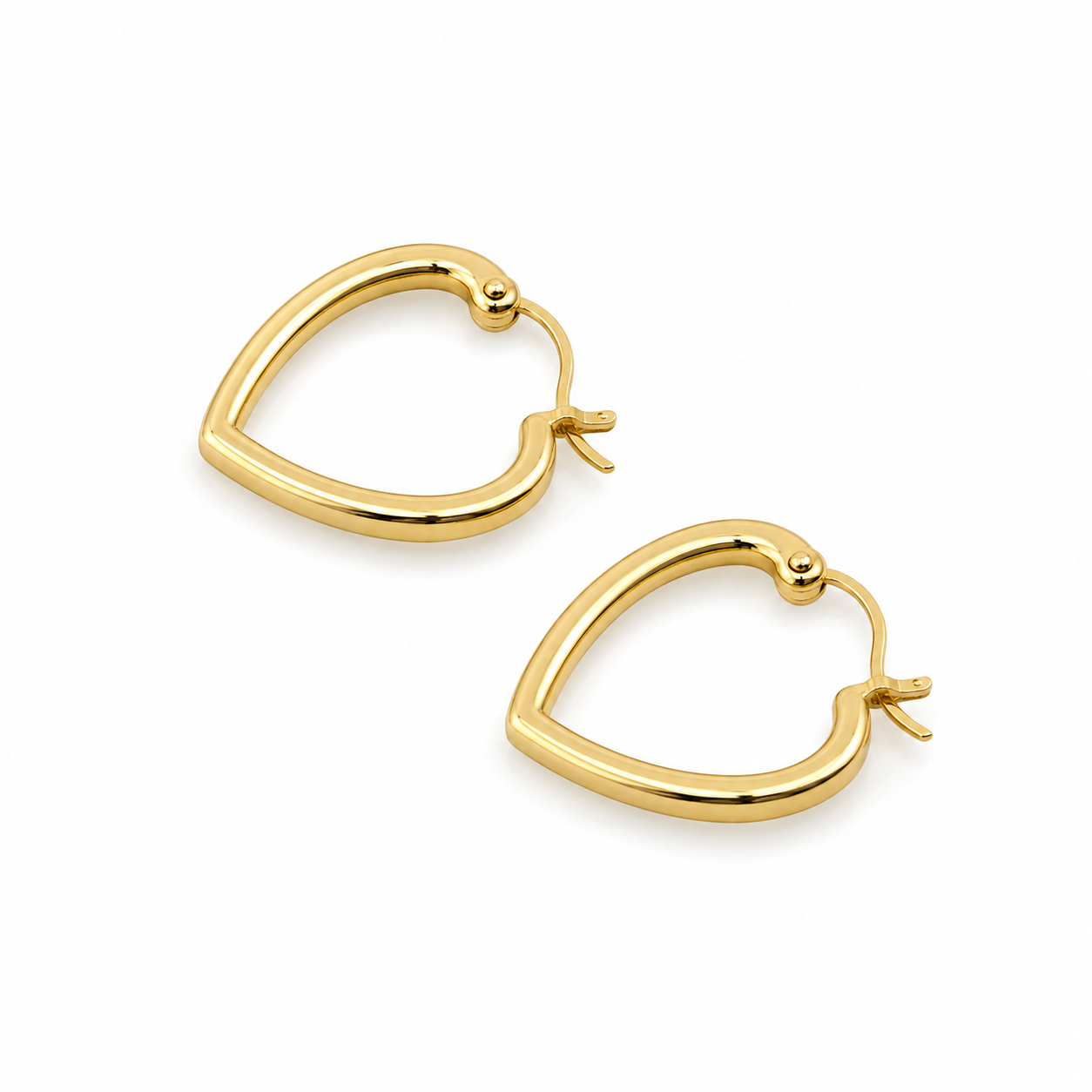 14K Gold Plated Silver Heart Hoop Earrings