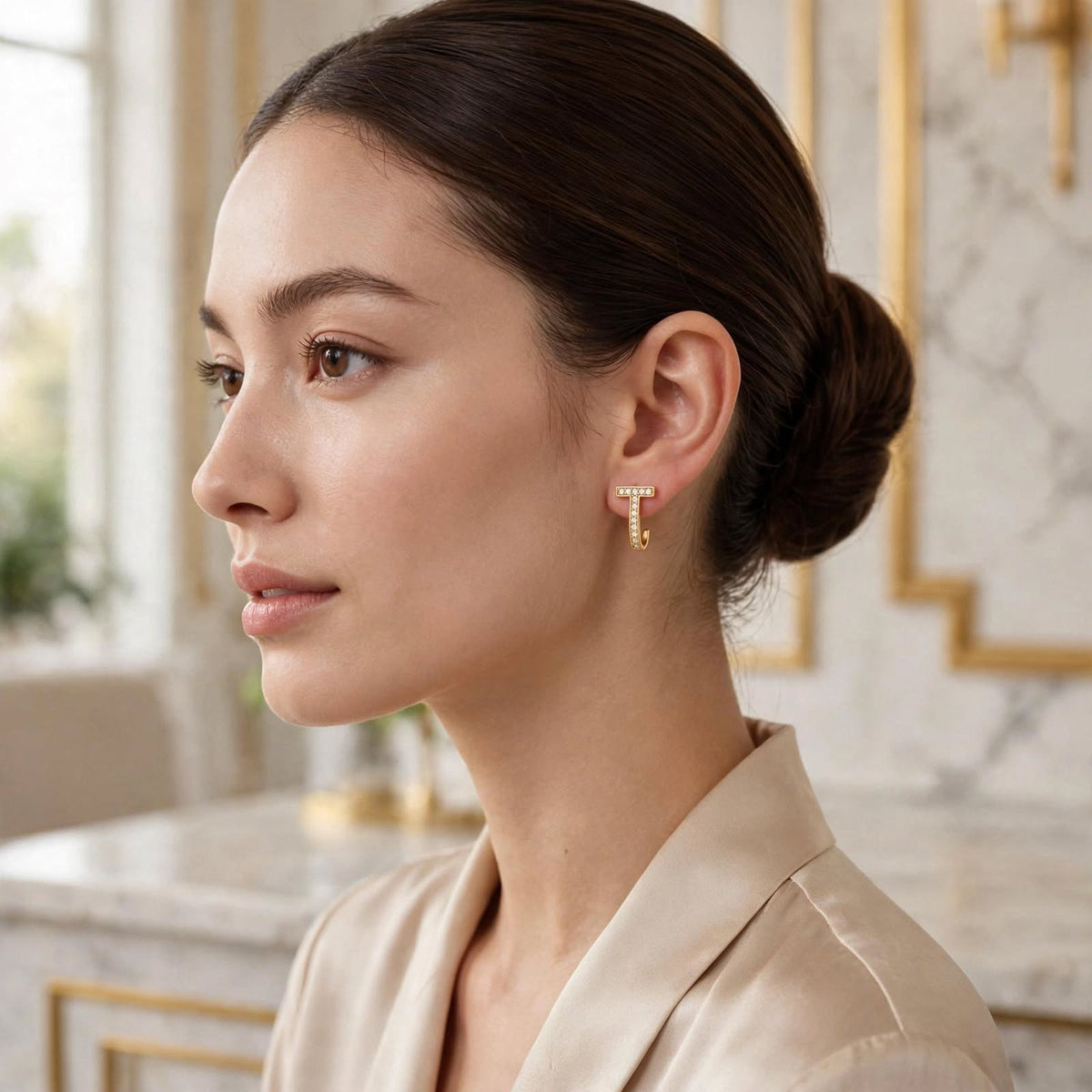 The T-Line Zircon Stud Earrings