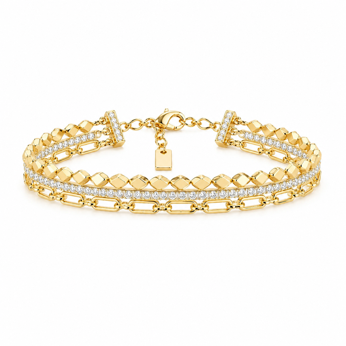 Luxe Layered Crystal Gold Bracelet