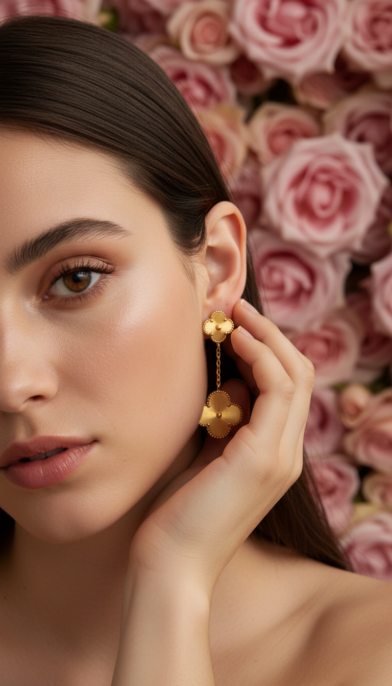 Gold Clover Drop Earrings