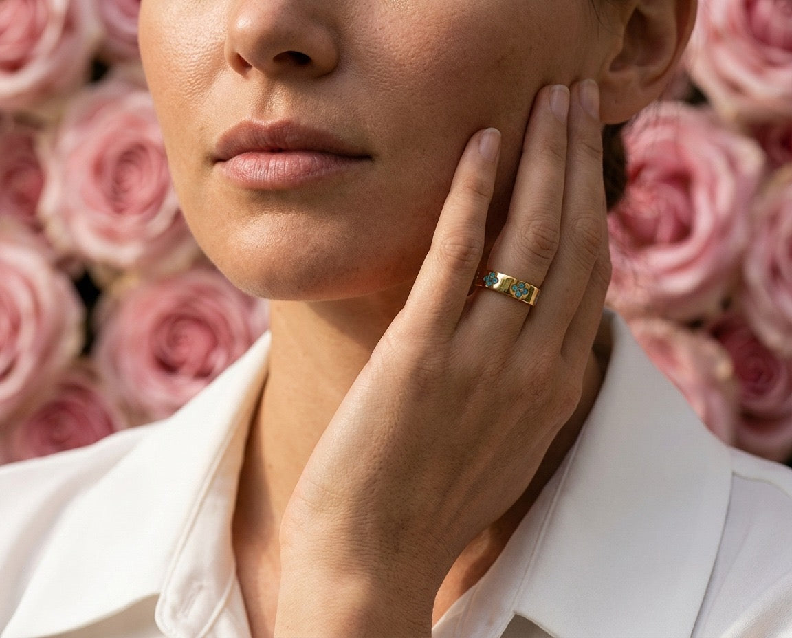 Turquoise Blossom Gold Ring