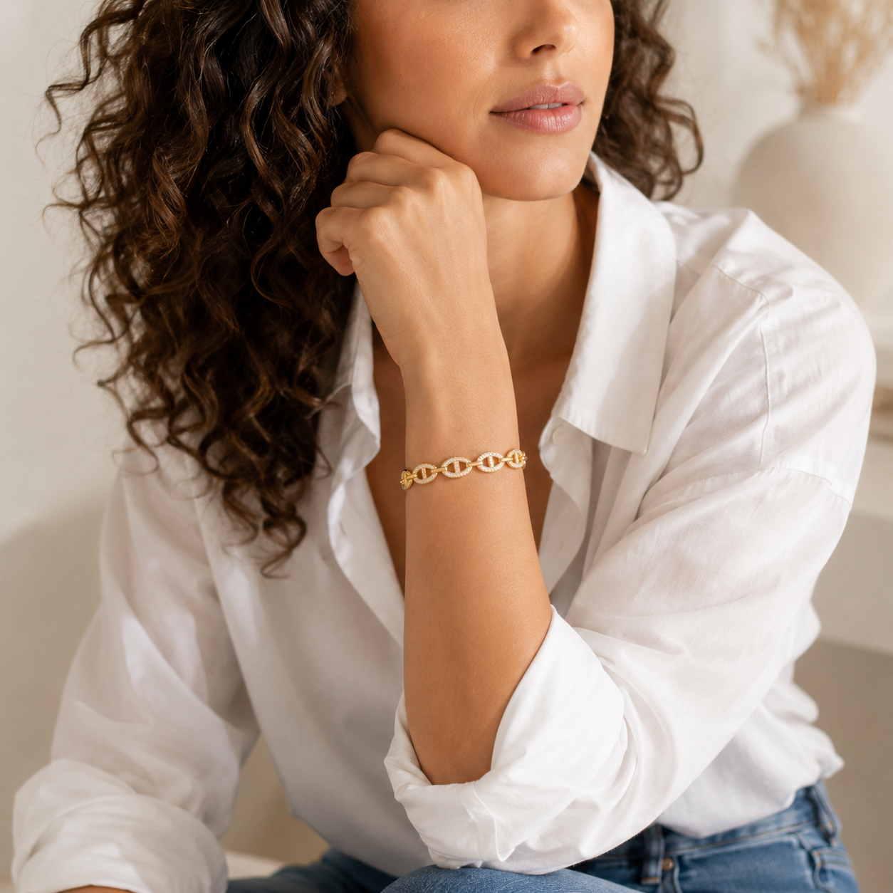 Infinity Crystal Open Bangle