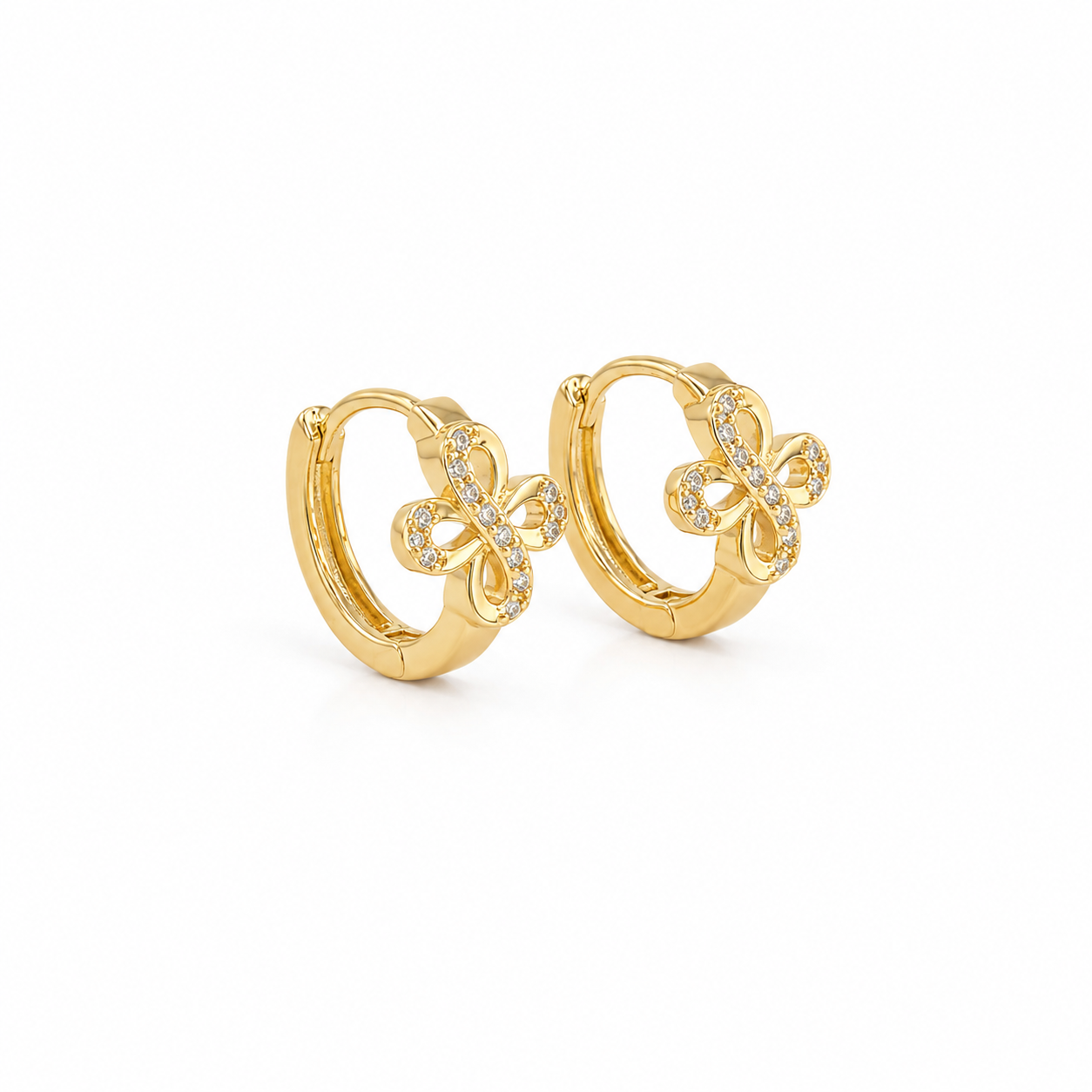Infinity Clover Crystal Huggie Earrings