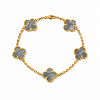 Grey Mother of Pearl Clover Bracelet