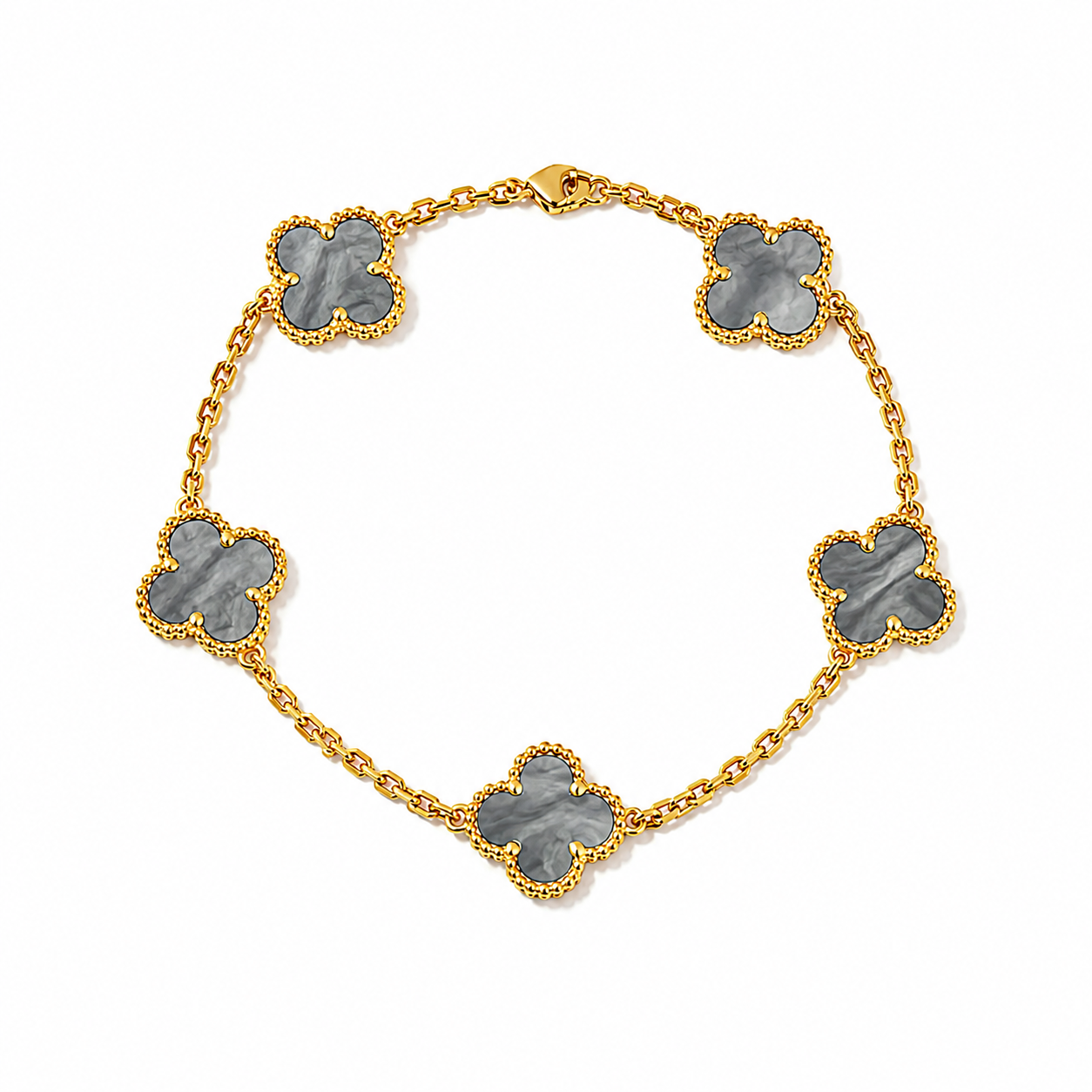 Grey Mother of Pearl Clover Bracelet