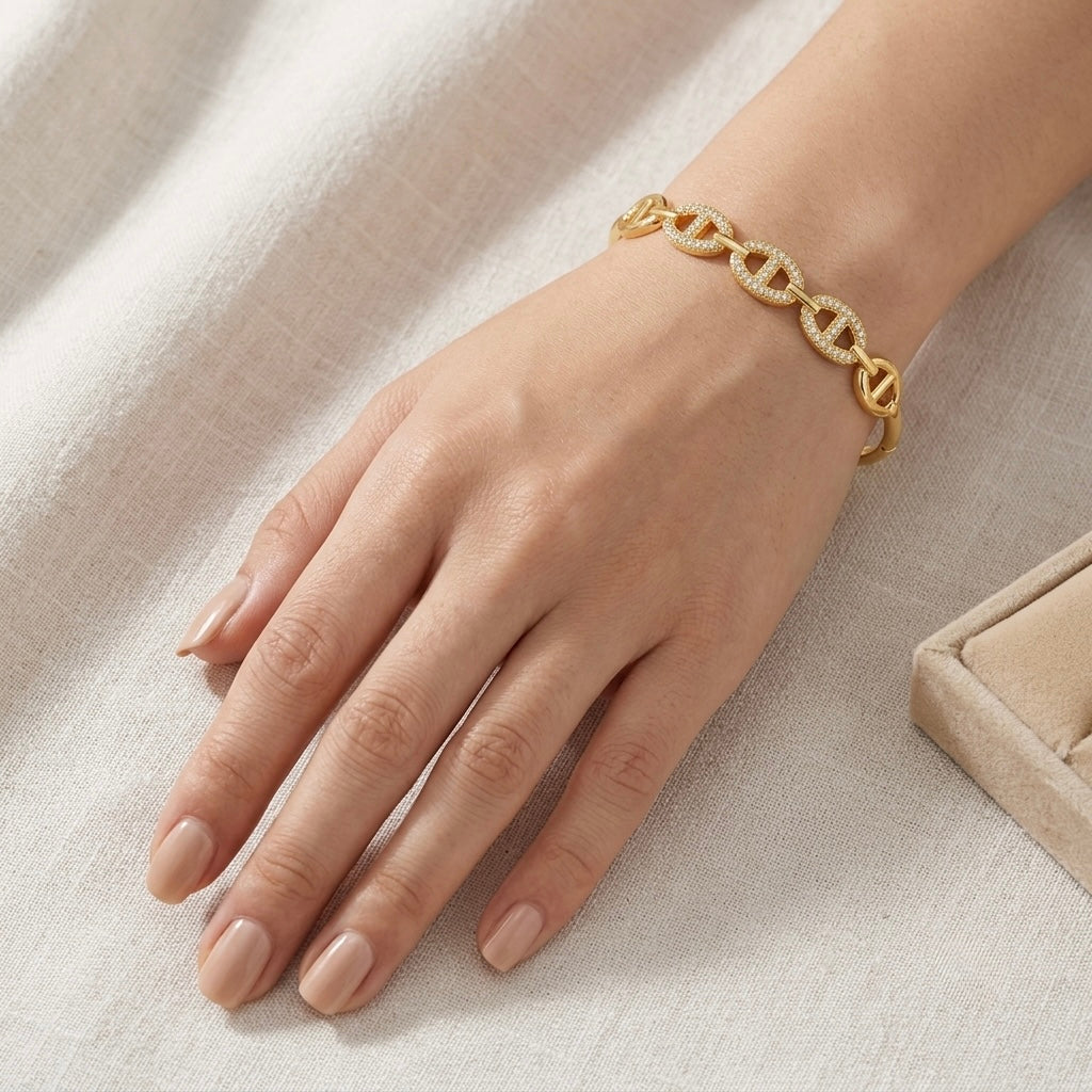 Infinity Crystal Open Bangle