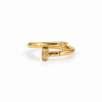 Gold Nail Zircon Ring