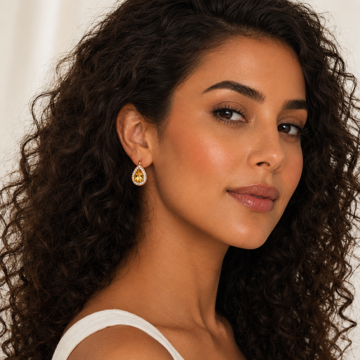 Golden Amber Teardrop Earrings