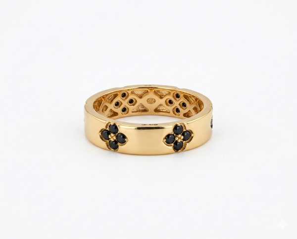 Midnight Blossom Gold Ring