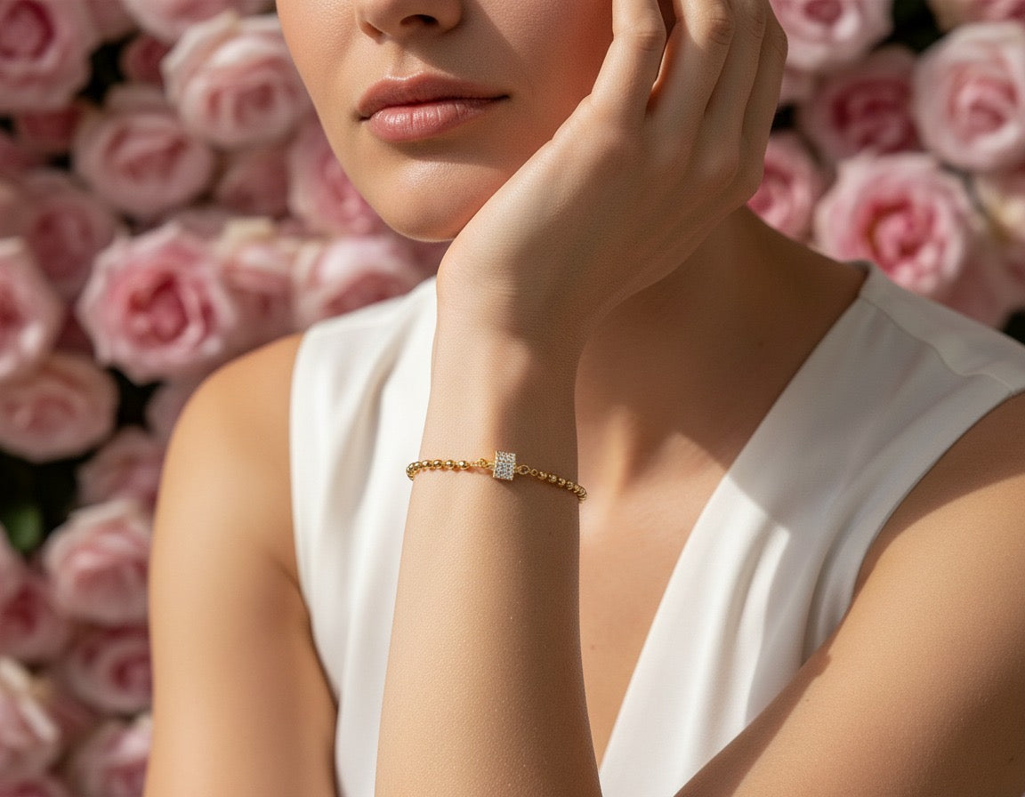 Golden Crystal Cube Bracelet