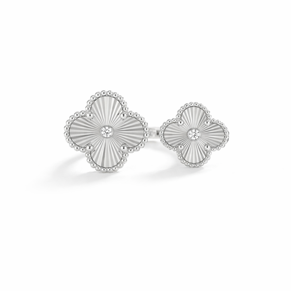 Silver Clover Duo Ring