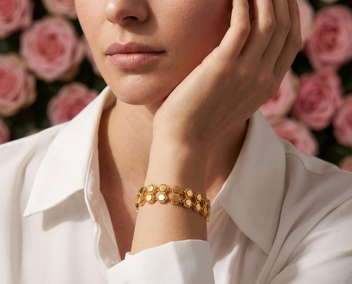 Luna Honeycomb Gold Bracelet