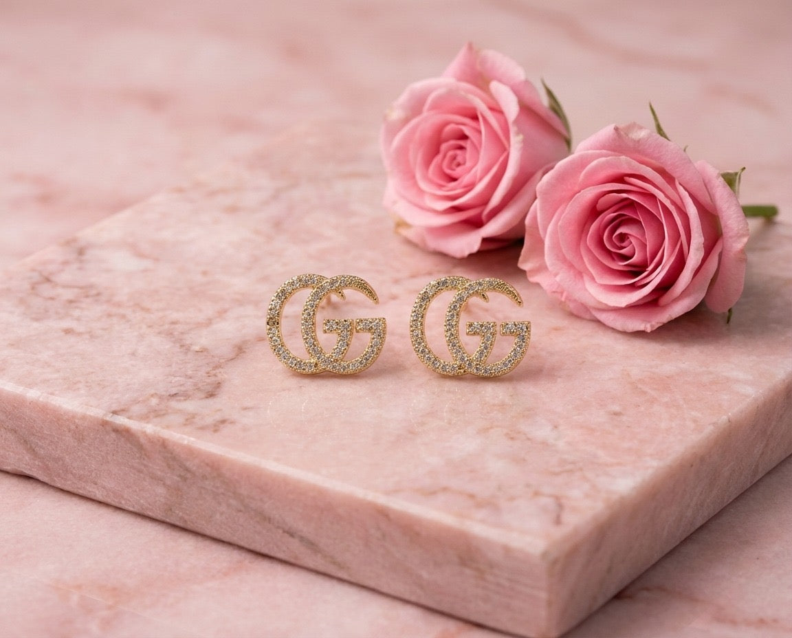 Pavé Initial G Stud Earrings