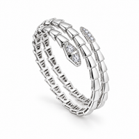 Silver Serpent Double Wrap Zircon Bracelet