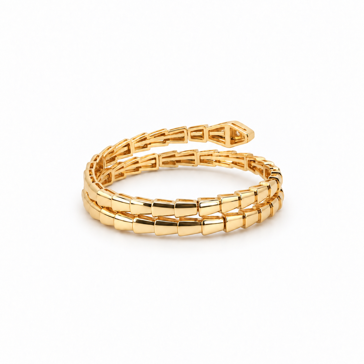 Gold Serpent Double Wrap Zircon Bracelet