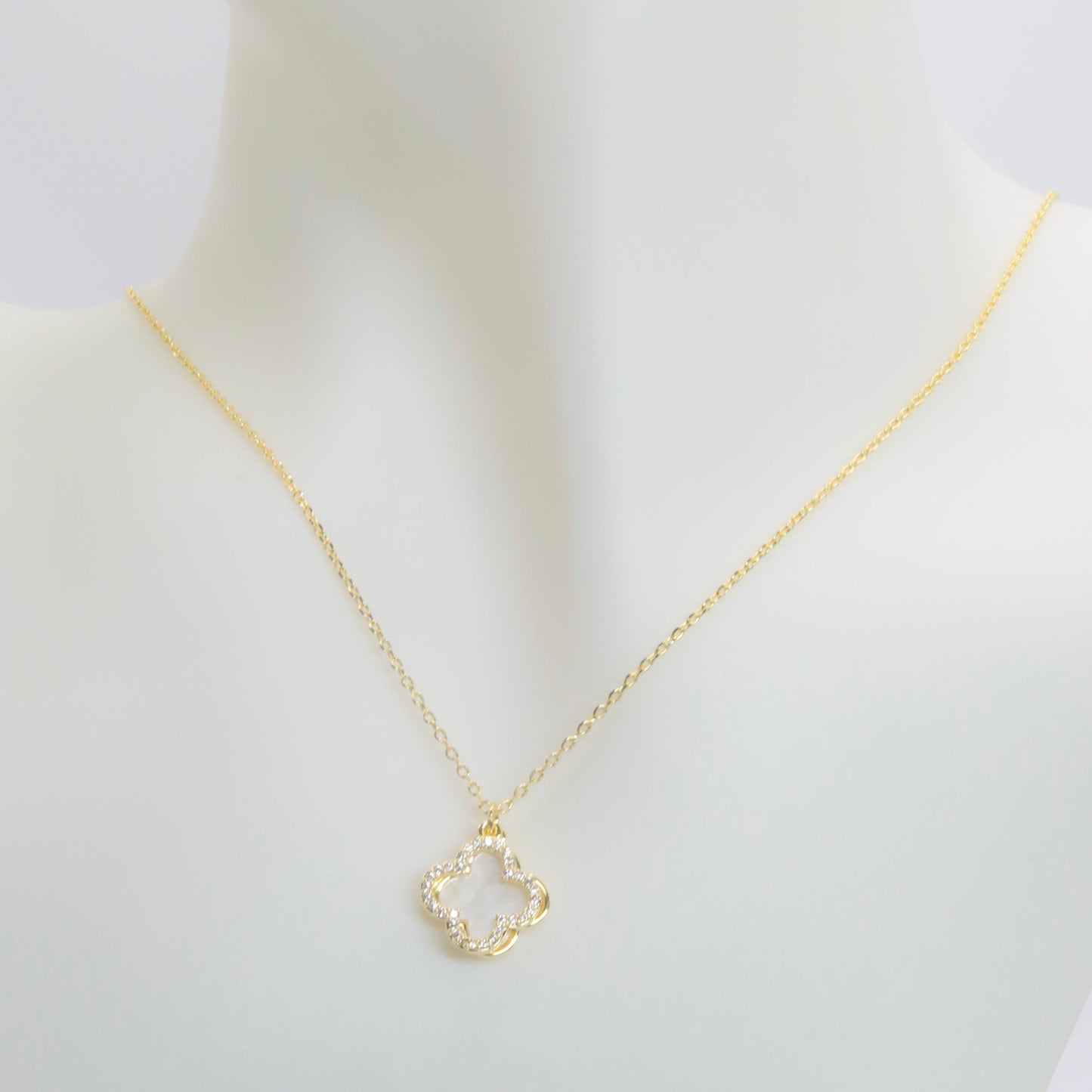 Gold and Diamond Clover Necklace